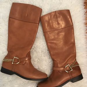 Ralph Lauren Tan Leather Riding Boots. Size 7.5